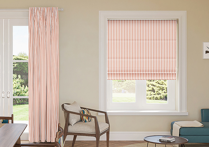 Lace Stripes, Toast Orange - Motorised Roman Blind - Image 3